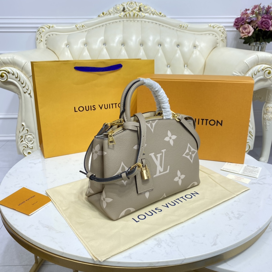 Louis Vuitton PETIT PALAIS Tote Bag Monogram Empreinte M58914 Dove/Cream